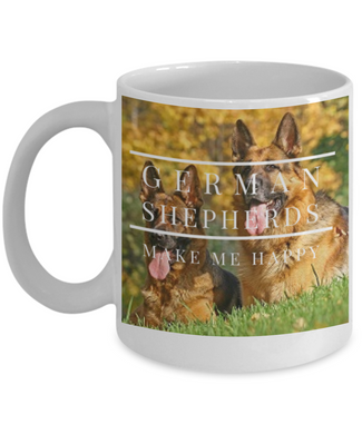 Colorful German Shepherds Make Me Happy Mug Gorgeous Color Photos on Both Sides White Mug